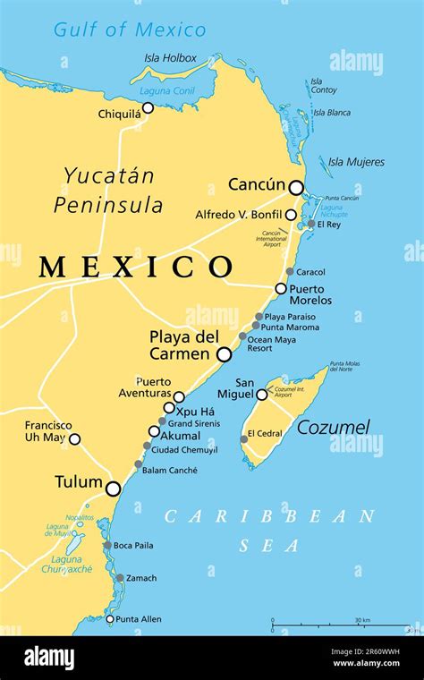 Carte de la Riviera Maya et du Yucatán