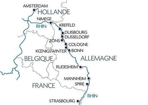 Carte croisière Rhin Hollande Belgique