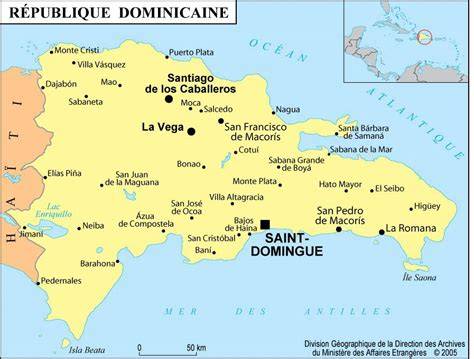 Carte de la République dominicaine et du Salvador