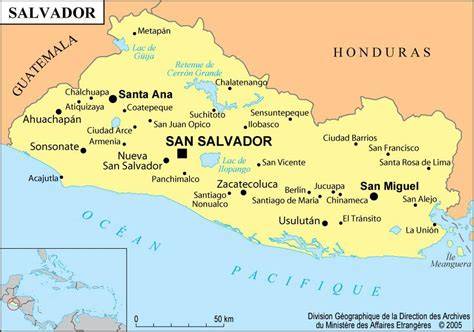 Carte politique du Salvador en Amérique centrale