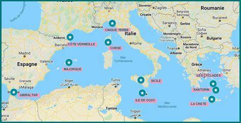 Carte des destinations all inclusive en Méditerranée