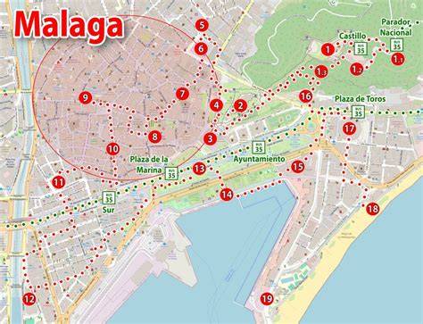 Carte des attractions de Malaga autour de Bellavista