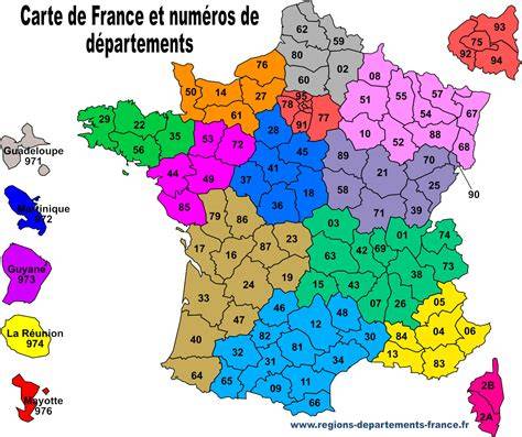 Carte des départements couverts