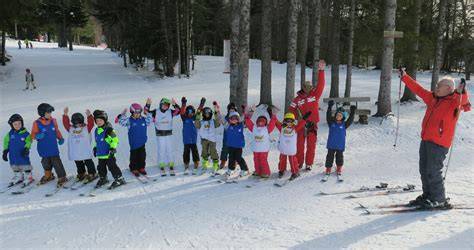 Enfants débutants sur piste verte