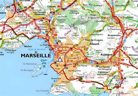 Trajet Marseille Martigues carte routière