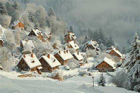 Village d’Aussois enneigé au soleil