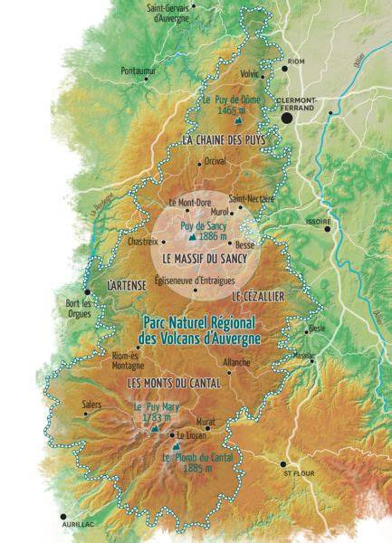 Carte du Parc des Volcans d’Auvergne