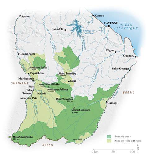 Carte du Parc amazonien de Guyane