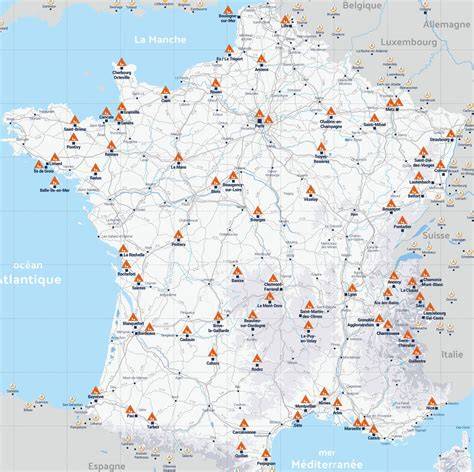 Carte des auberges HI France