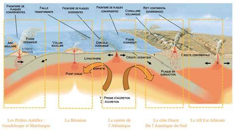 Schéma des reliefs sous-marins volcaniques