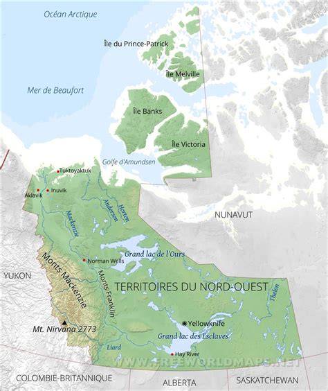 Carte des destinations du Nord-Ouest