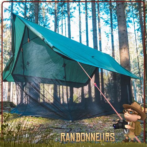installation moustiquaire camouflage sous poncho tarp