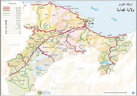 Carte des zones touristiques de Béjaïa