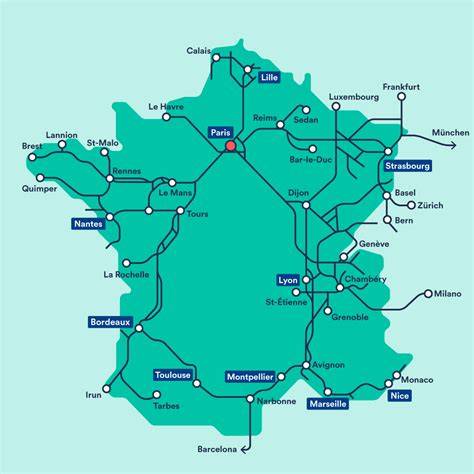 Carte ferroviaire Le Havre Valence TGV