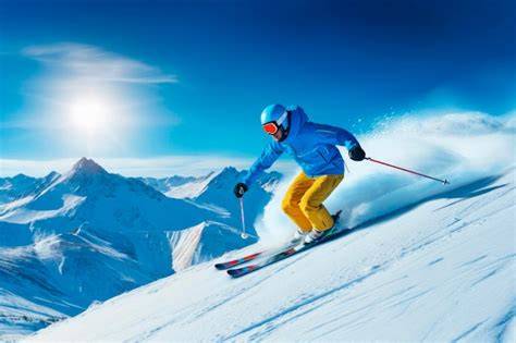 Skieur sur piste enneigée près des arbres
