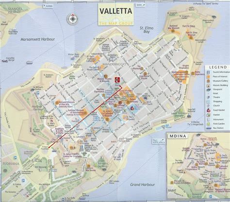 Carte des attractions principales de La Valette
