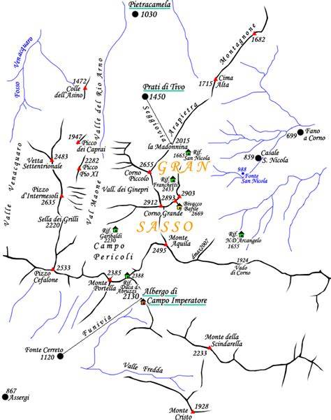 Carte du parc national Gran Sasso