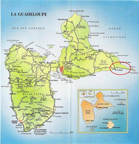Carte des itinéraires nautiques en Guadeloupe