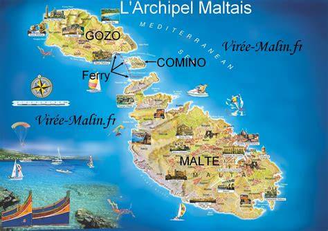 Carte touristique de Malte et Gozo