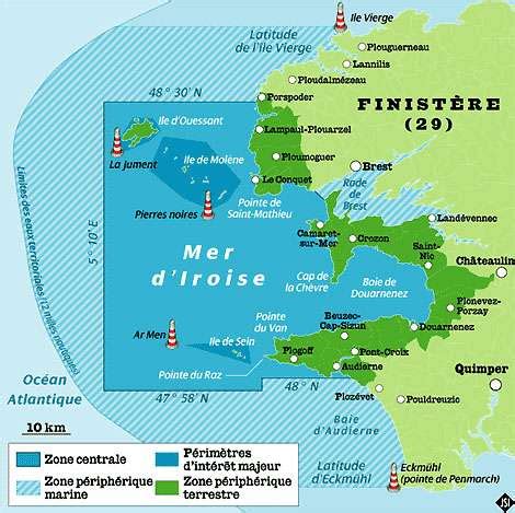 Carte de la mer d'Iroise et du raz de Sein