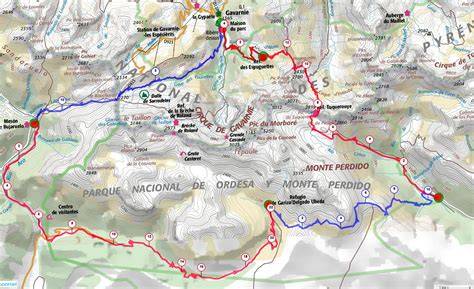 Carte randonnée mont Perdu deux jours
