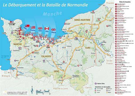 Carte de la Normandie et plages du débarquement