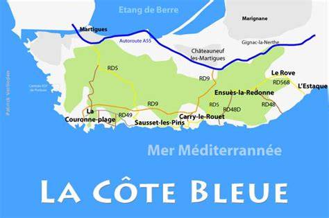 Carte littoral Marseille Pointe Rouge Côte Bleue