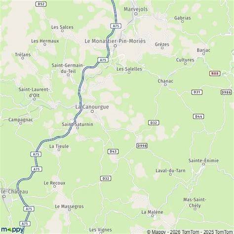 Carte des attractions autour de La Canourgue