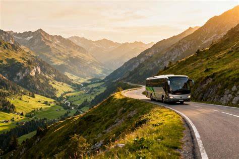 Autocar sur route de montagne avec seniors