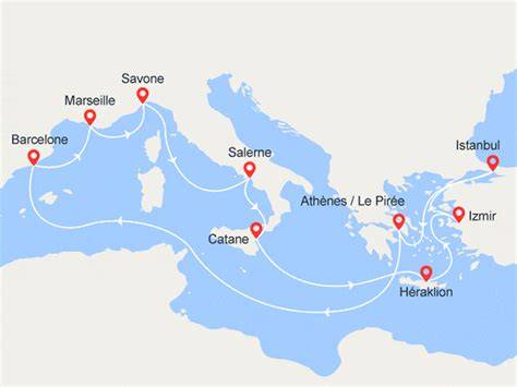 Carte croisière Tunisie Turquie Méditerranée