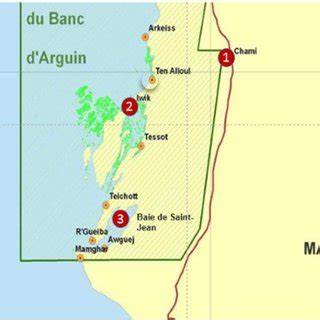 Carte du parc national du Banc d’Arguin