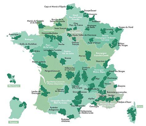Carte des parcs naturels régionaux de France