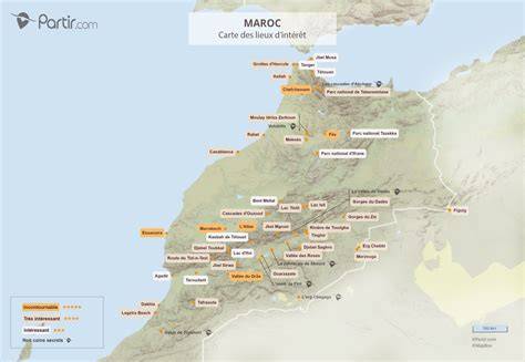 Carte touristique du Maroc avec Tanger